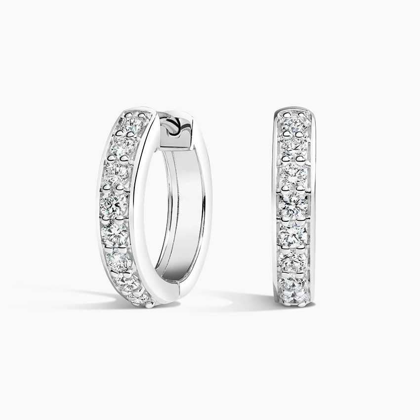18K White Gold Luxe Diamond Huggie Earrings (1/2 ct. tw.) | Brilliant Earth