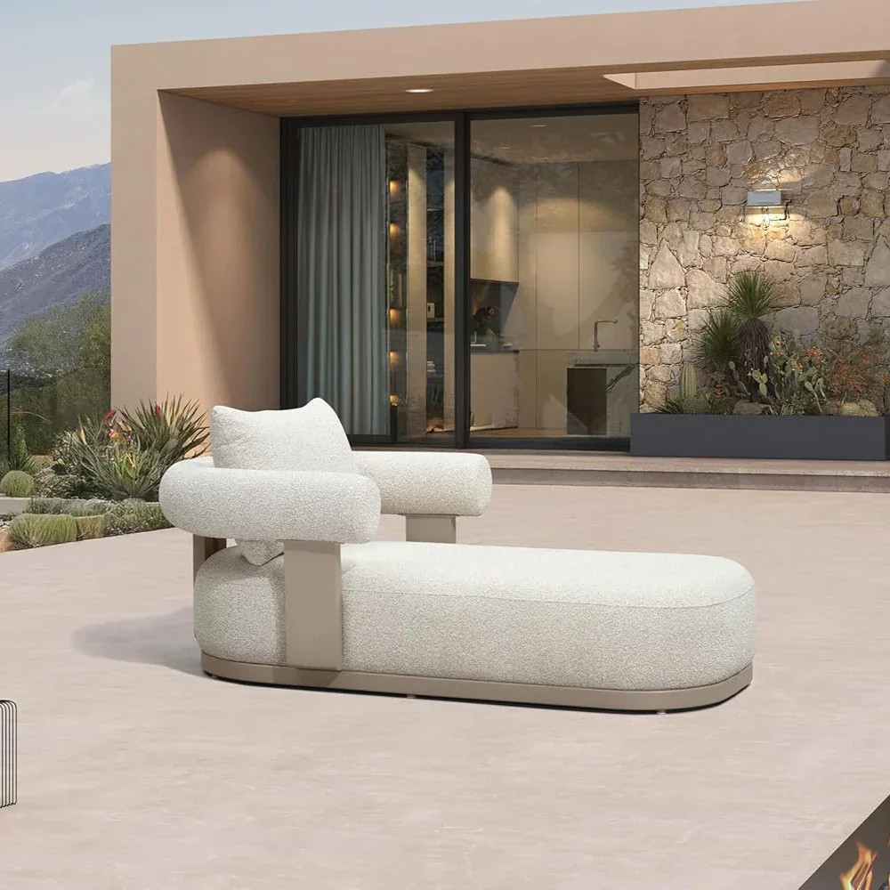 PURPLE LEAF Outdoor Chaise Lounge  Modern Luxury Aluminum Lounger Daybed with Olefin Lumbar Pillo... | Purple Leaf