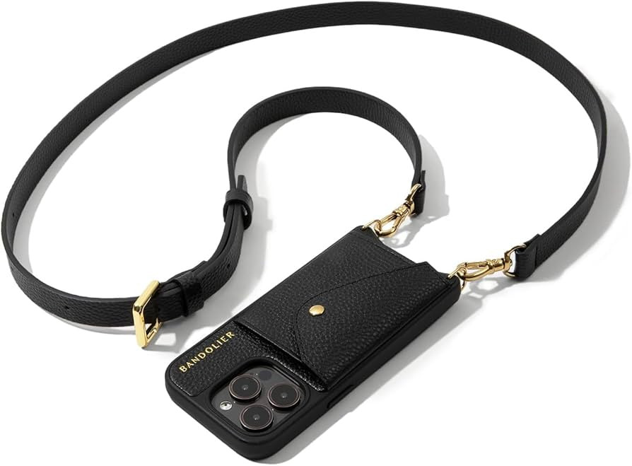 Bandolier Hailey Crossbody Wallet Phone Case for iPhone 16. 100% Genuine Pebble Leather with Gold... | Amazon (US)
