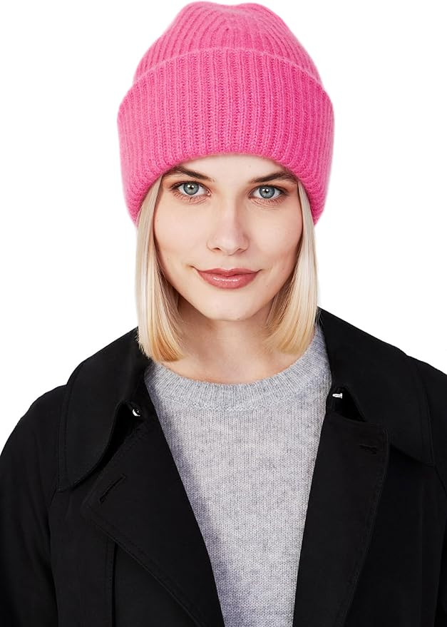 Women’s Chunky Knit Beanie, 100% Cashmere, Soft & Stretchy, Warm Hat for Autumn, Winter, Spring | Amazon (US)