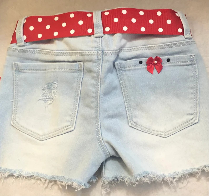 Minnie Mouse in Red Clothes for Girls Minnie Jean Shorts for Baby, and Toddlers Disney Shorts for... | Etsy (US)