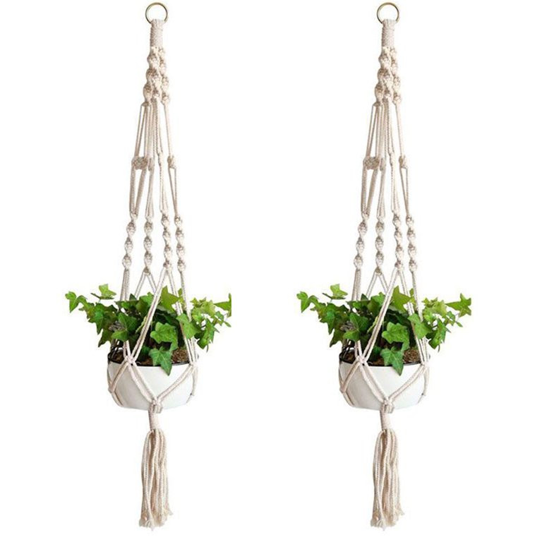 EEEkit EEEKit 2 Pack Macrame Plant Hanger - Indoor Outdoor Hanging Planter Shelf - Decorative Flo... | Walmart (US)