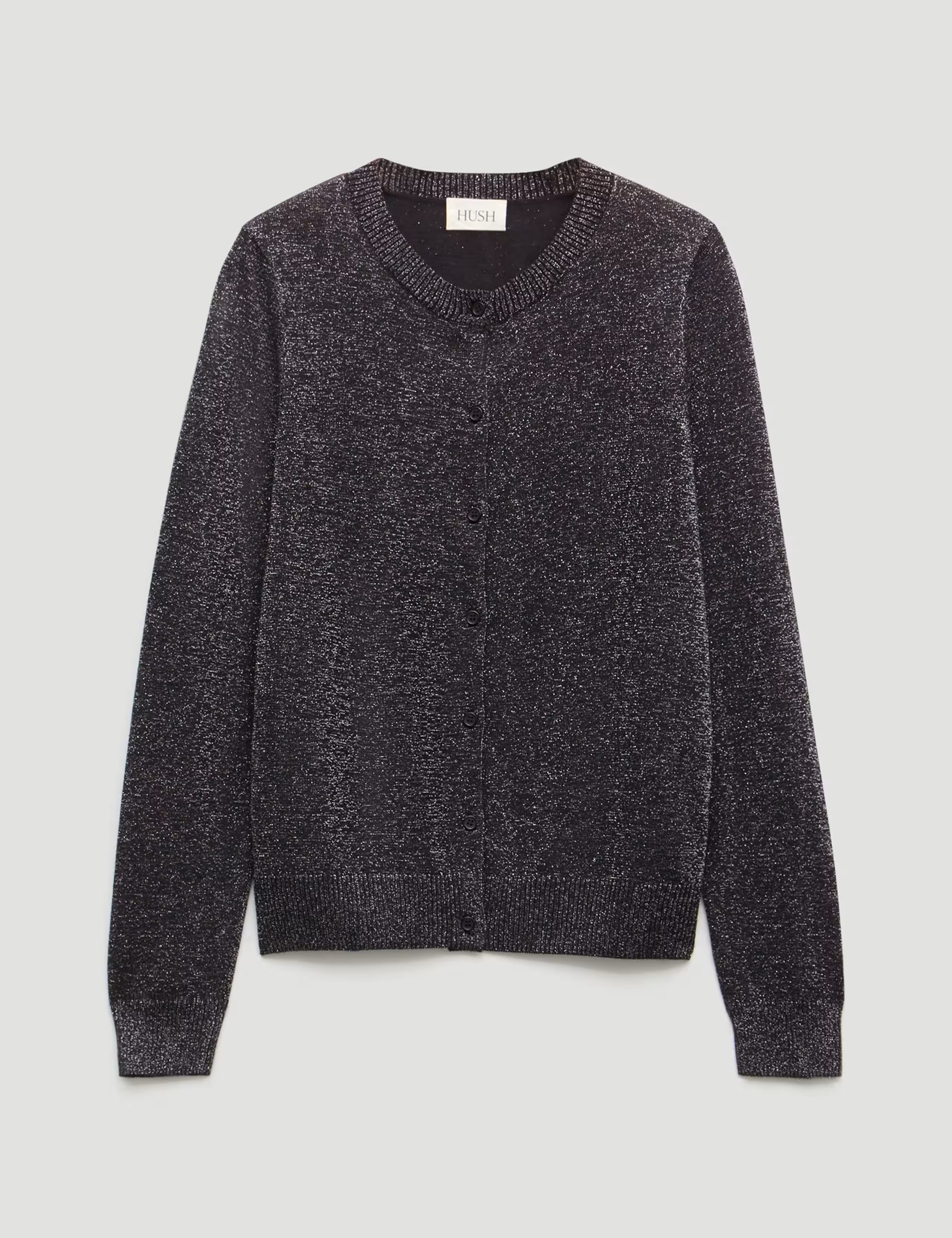 Crew Neck Metallic Slim Fit Cardigan | HUSH | M&S | Marks & Spencer (UK)