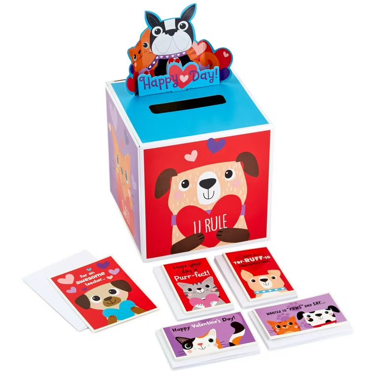 Hallmark Valentines Day Cards for Kids and Pop Up Mailbox for Classroom Exchange, Cats and Dogs (... | Walmart (US)