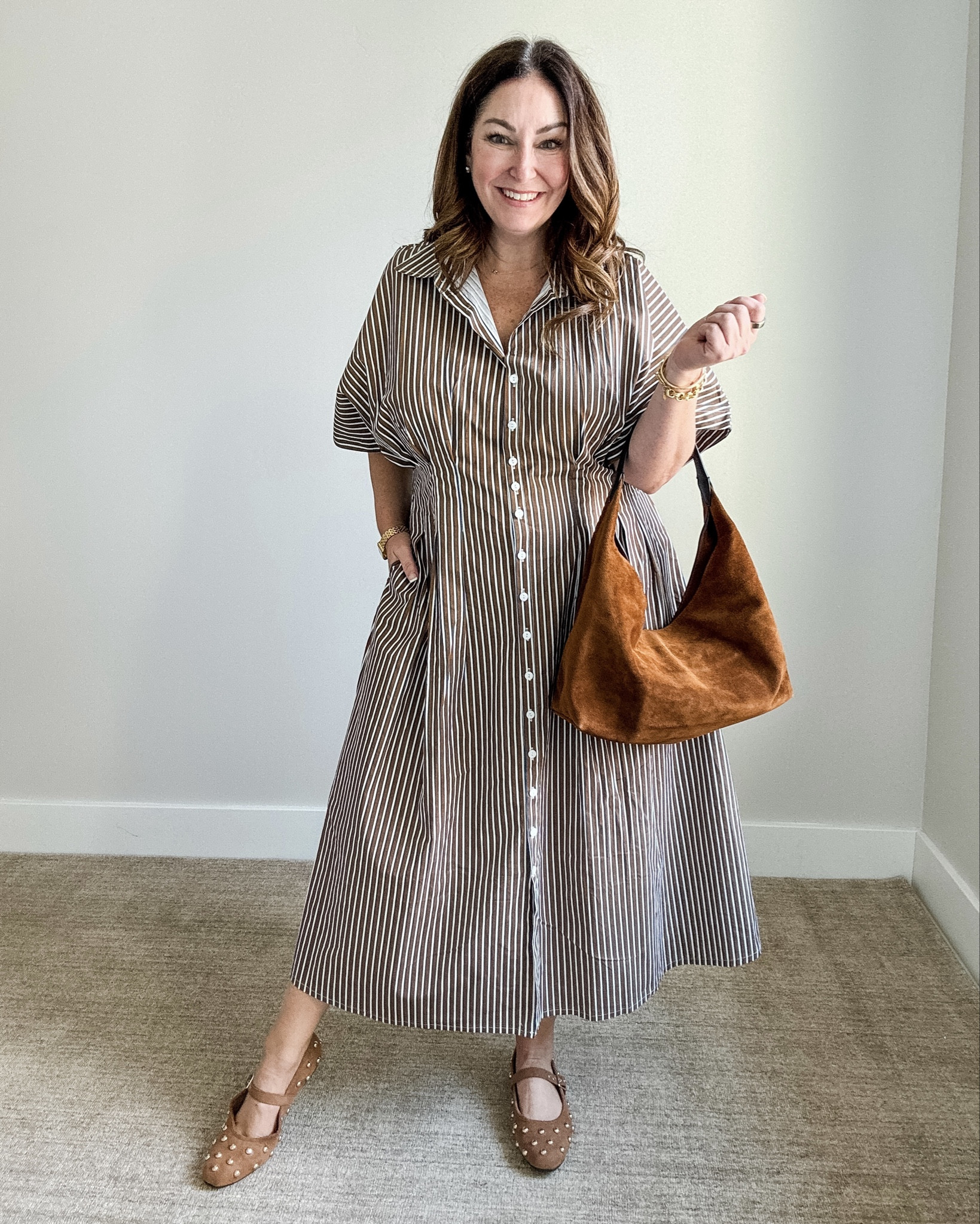 Everyday fall dress you’ll wear on repeat 🍂 easy, polished, and so comfortable. 
#falldresses #midsizefashion #fallstyle #falloutfit
Wearing XL, but is loose so stay TTS 

 

#LTKSeasonal #LTKMidsize #LTKWorkwear