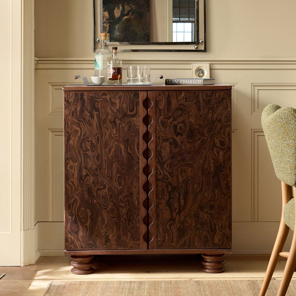 Pierce & Ward Wave Burl Bar Cabinet (32") | West Elm (US)