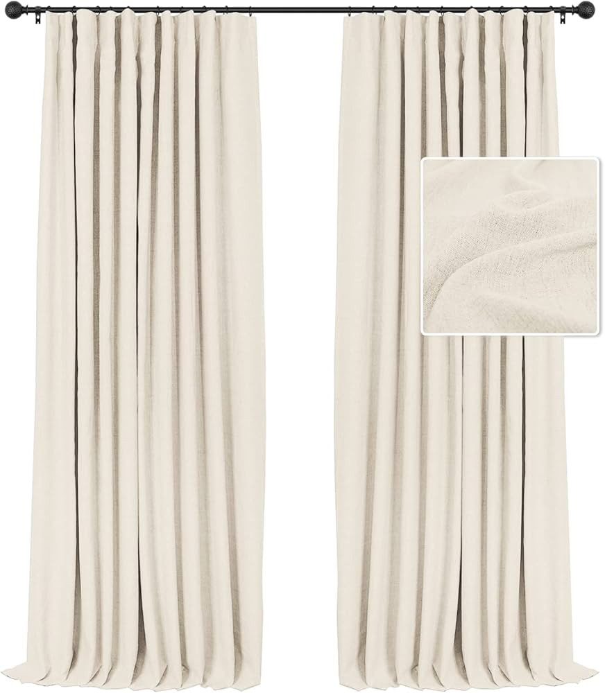 INOVADAY Cream Blackout Curtains 84 Inches Long, 100% Full Light Blocking Thermal Insulated Room ... | Amazon (US)