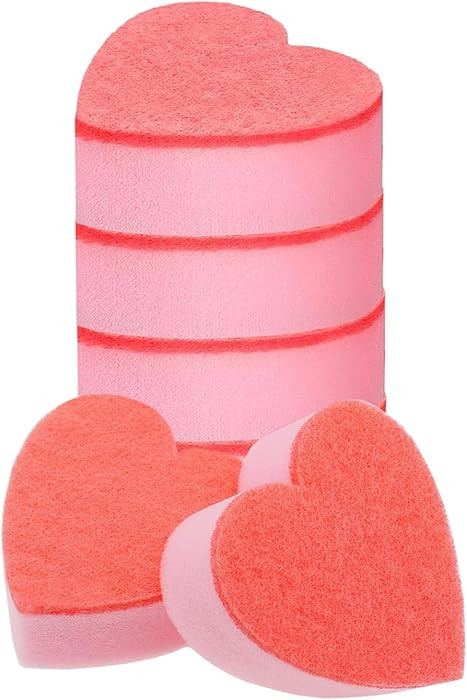 Heart Shaped Non-Scratch Scrub Sponge, Dual-Sided Cleaning Kitchen Sponge and Scrubber for Washin... | Amazon (US)