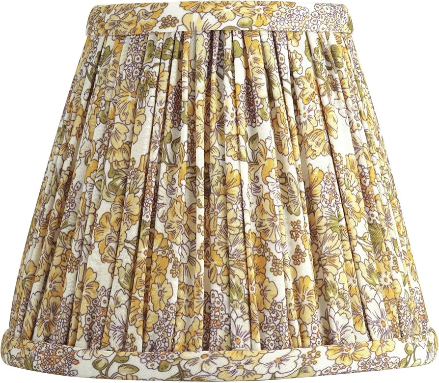 Springcrest Nelle Yellow Floral Cottage Core Pleated Shade 3.5x6x5 (Clip-On) - Springcrest | Amazon (US)