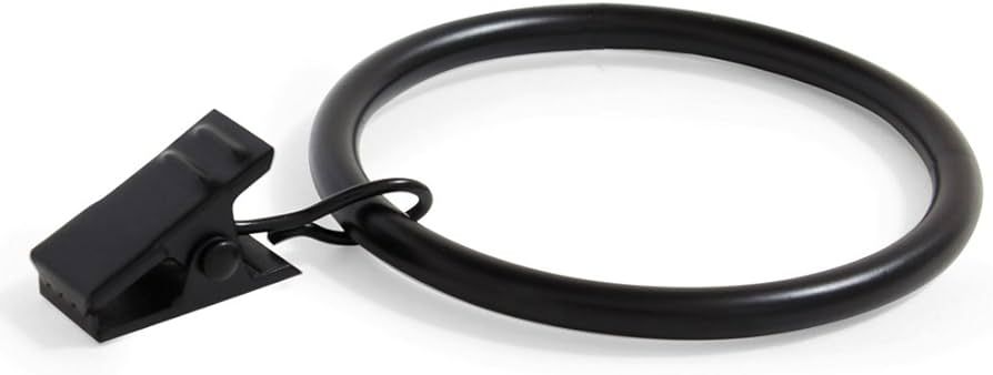 Ivilon Curtain Rings - Set of 14 Decorative Drapery Clip with Strong Clips 2" Diameter Color Blac... | Amazon (US)