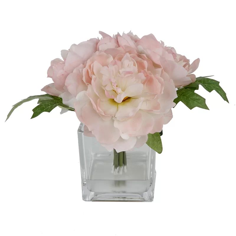 Silk Peonie Floral Arrangement and Centerpiece in Vase | Wayfair North America