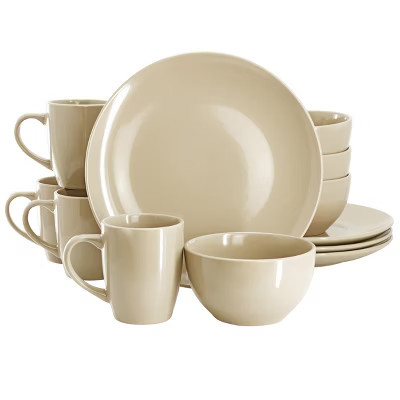 Gibson Home Everyday Plus 12 Piece Stoneware Dinnerware Set in Cream | Target