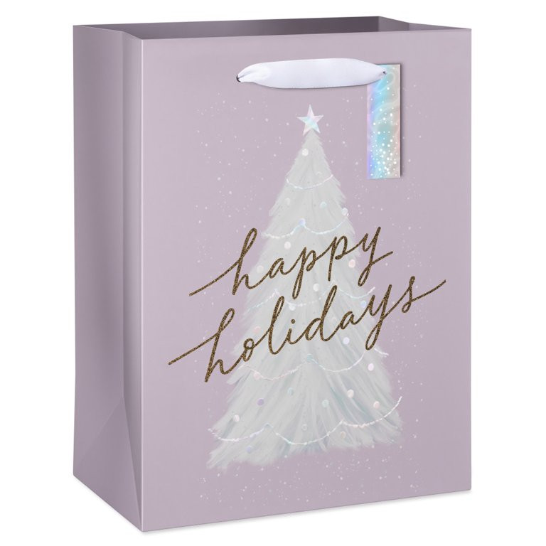 American Greetings Pastel Purple & White Christmas Gift Bag, 9 in, 1 Count | Walmart (US)