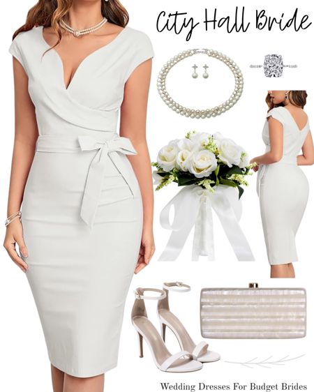 Wedding day outfit idea for the bride to be.

#shortweddingdress #weddingshoes #bridalshowerdress #pearljewelrywedding #cityhallbride 

#LTKwedding #LTKstyletip #LTKSeasonal