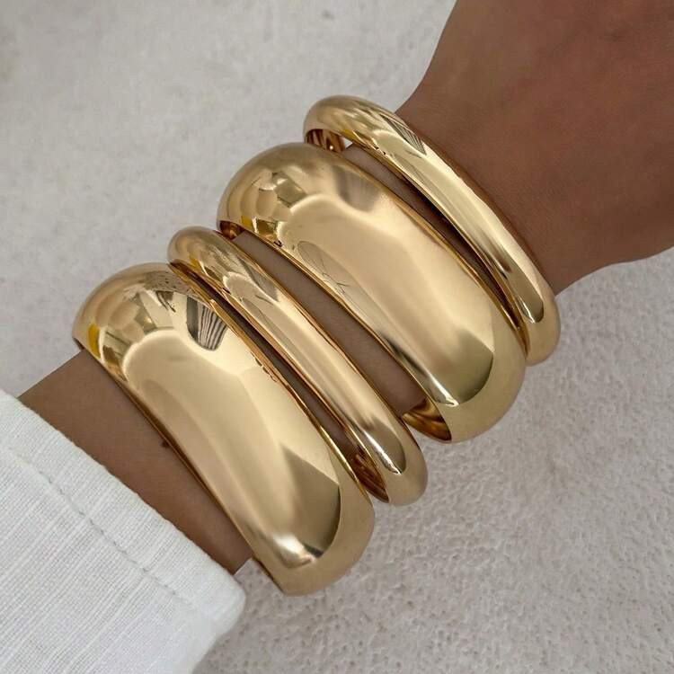 4pcs/Set Vintage Simple Punk Style Thick Bracelet, Suitable For Women, Eternal Beauty Cuff Bracelet, Jewelry Accessories Gift Set, Daily Outfit. Note: The Metal Surface May Have Minor Scratches. | SHEIN