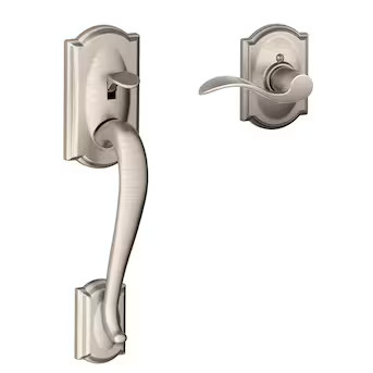 Schlage Camelot Satin Nickel Entry Door Handleset with Accent Lever | Lowe's