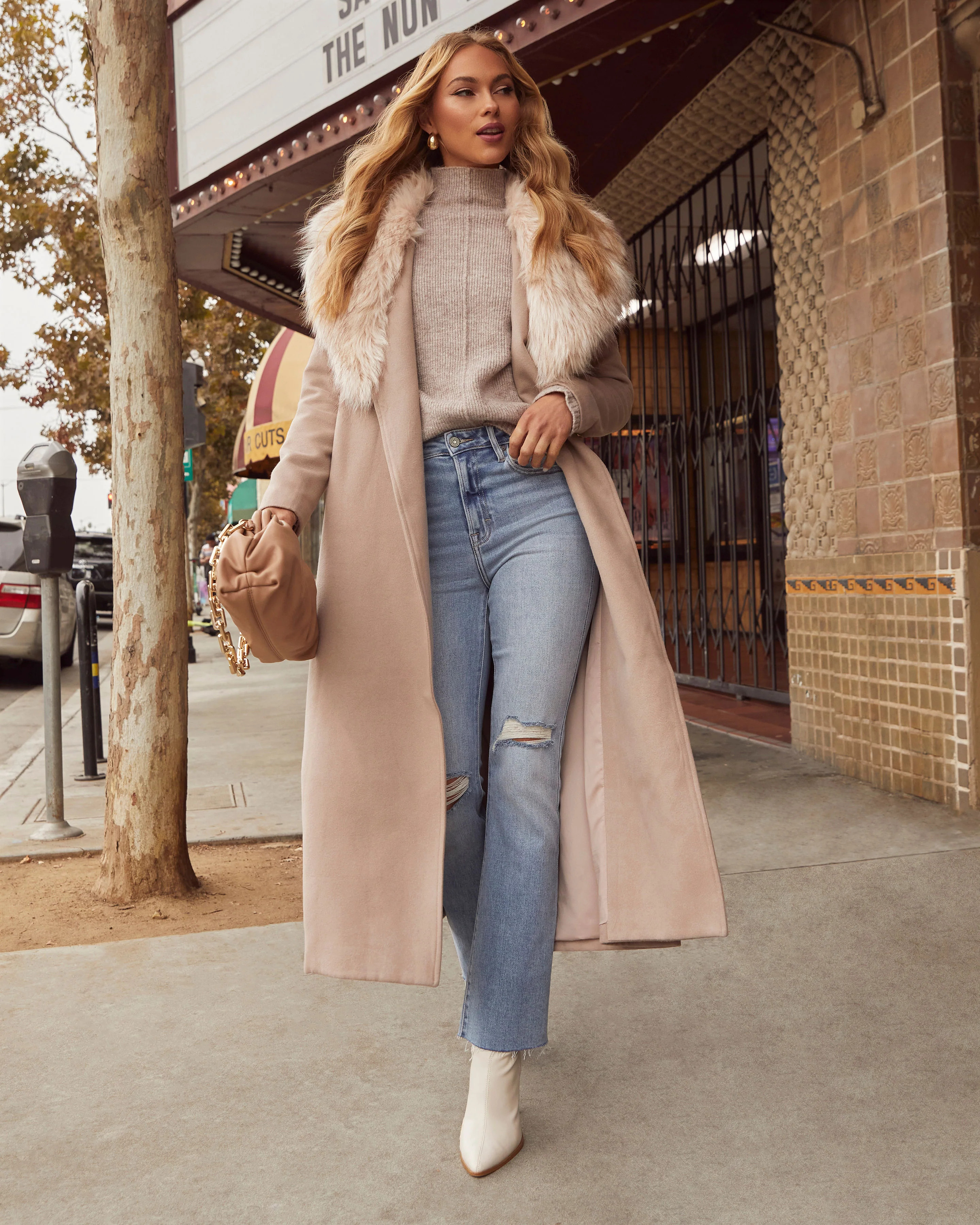 Frederica Pocketed Faux Fur Collar Coat | VICI