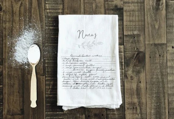 Christmas Gift for Mom, Mother Gift Handwritten Recipe Tea Towel - Flour Sack - Your favorite rec... | Etsy (US)