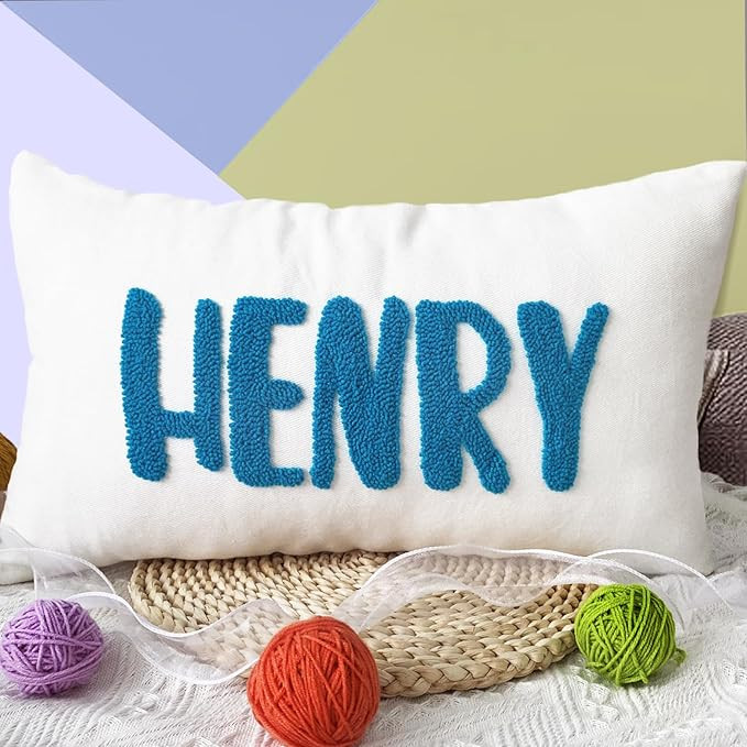 Custom Embroidered Name Lumbar Pillow, Personalized Monogrammed Names Pillows for Kids Toddler Ro... | Amazon (US)
