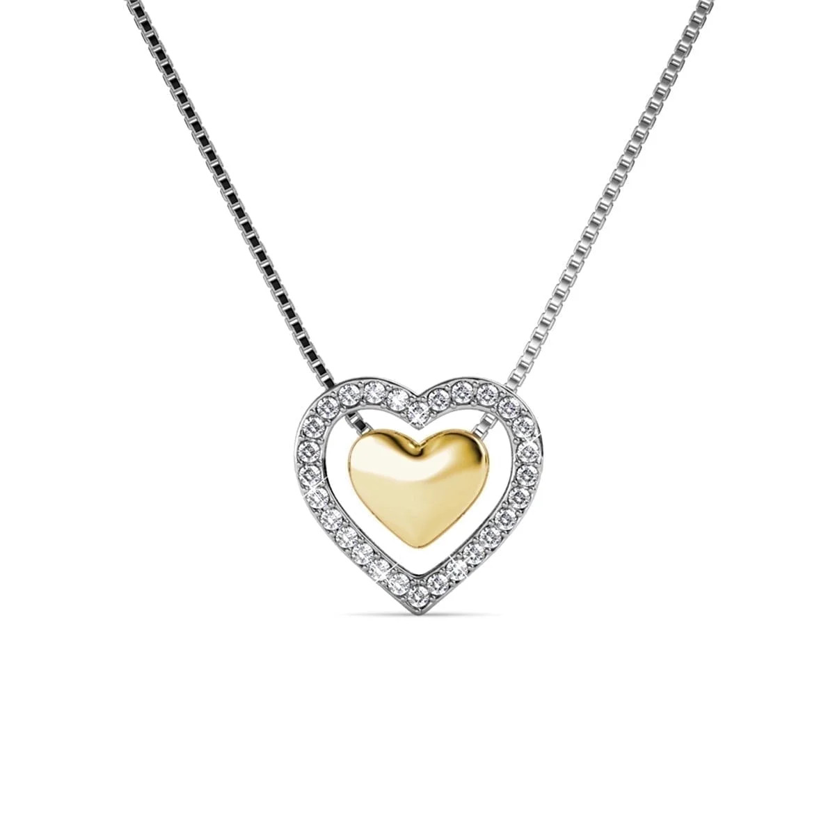 Cate & Chloe Susan 18k White Gold Plated Women's Necklace with Yellow Gold Heart, Swarovski Cryst... | Walmart (US)