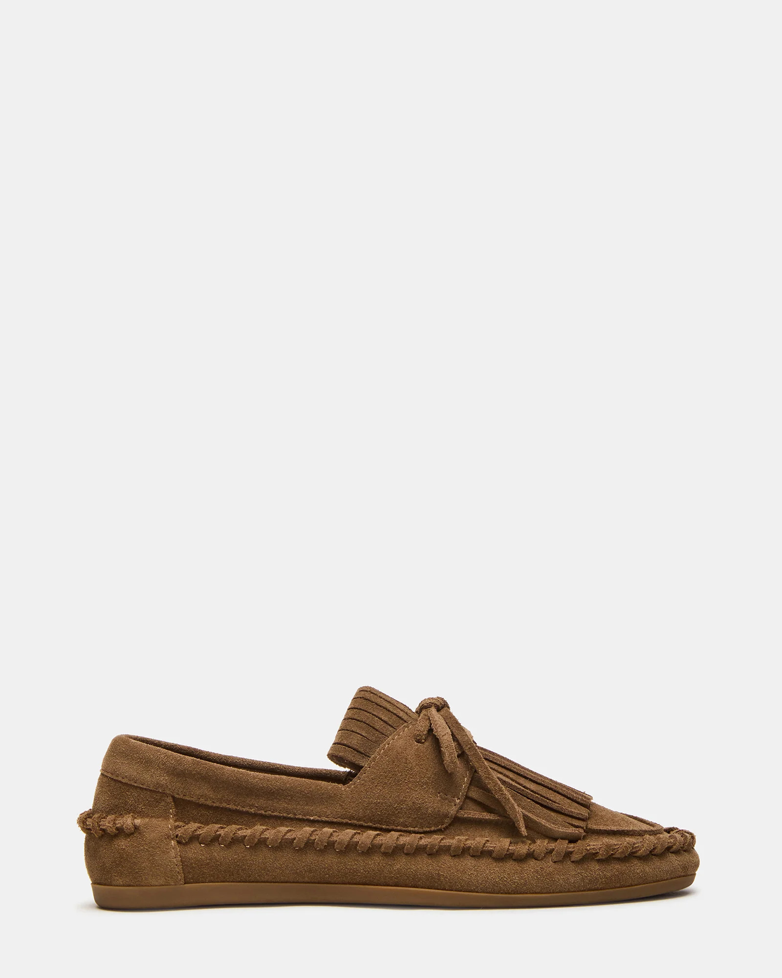 SAMUAL Chestnut Suede Fringe Boat Women's Loafer | Steve Madden (US)
