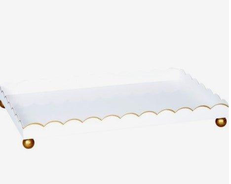 Rectangular Metal Scalloped Edge Tray with Gold Detailing | The Well Appointed House, LLC