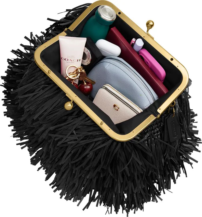 COACH Kisslock Fringe Straw Frame Bag | Nordstrom | Nordstrom