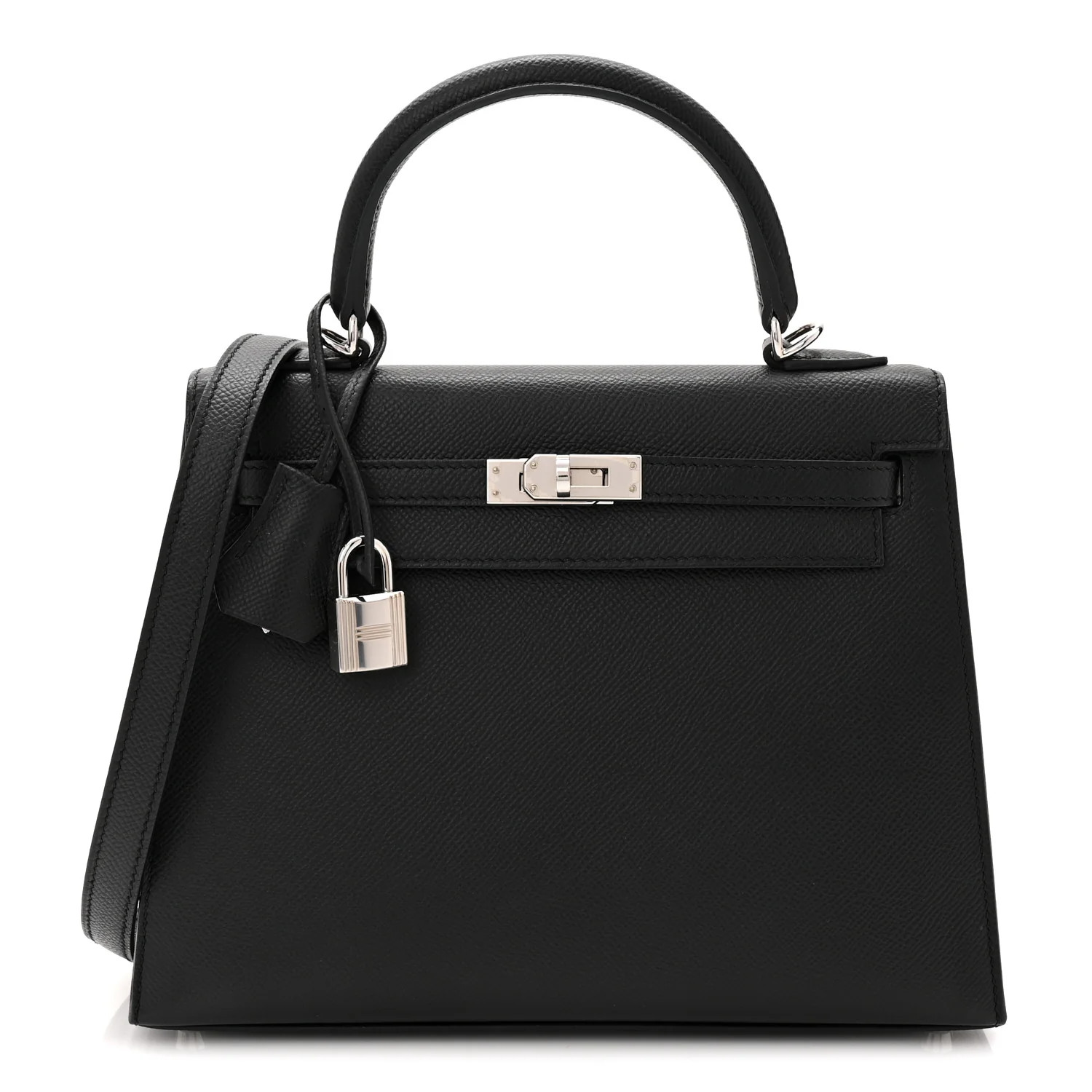 Epsom Kelly Sellier 25 Black | FASHIONPHILE (US)