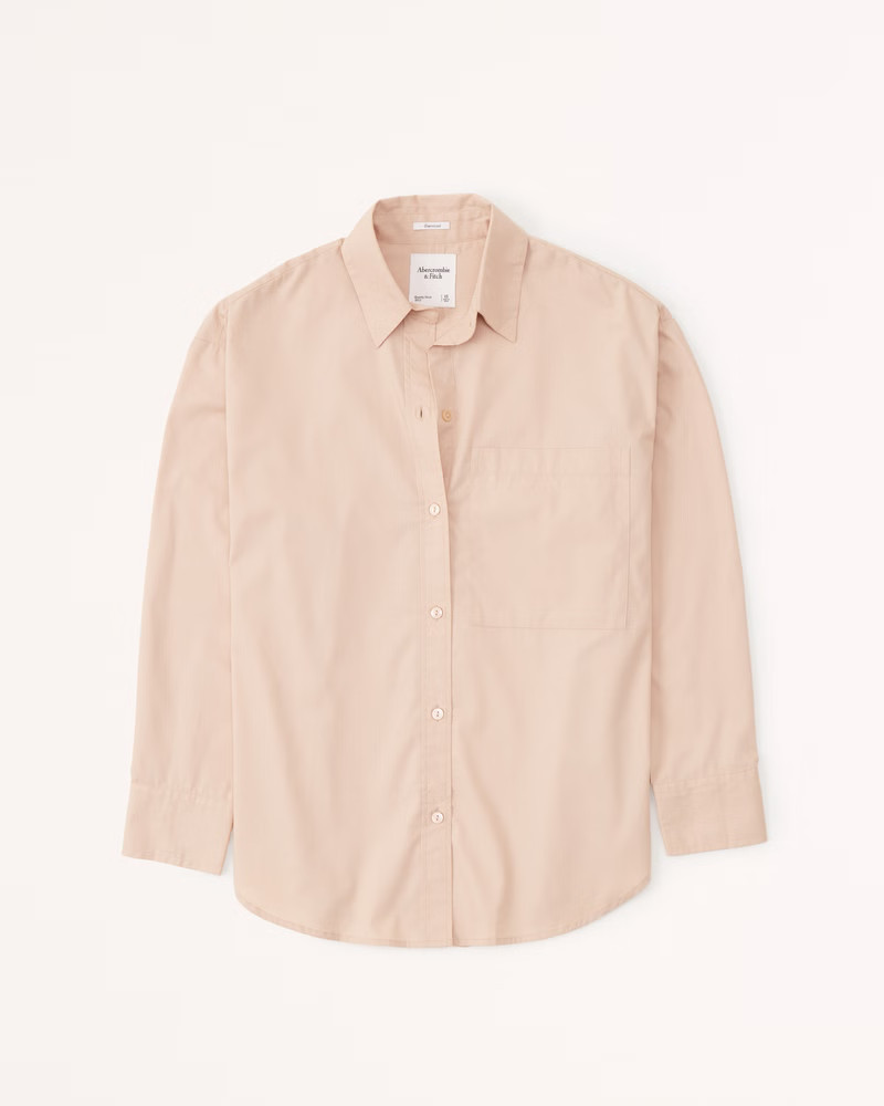 Oversized Poplin Button-Up Shirt | Abercrombie & Fitch (US)