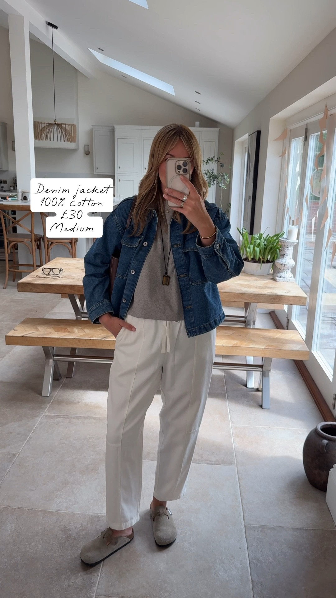 A great off duty outfit made up of some hard working wardrobe recommendations. 

That boxy T - so many of you have messaged about this - it’s life changing , super easy to style , no tucking - works with so much in your wardrobe. 100% cotton and I wear a large 

The denim jacket , a cropped shacket design that pairs so well with outfits , wide leg tailored trousers , cotton barrels , dresses and skirts - the shape is winning , A great quality wardrobe workhorse - I’m wearing a medium - still a relaxed fit on me U.K. 14. 

And a new colourway in these trousers - such a lovely weighty cotton with good drape thanks to the lyocel, not see through and easy to wear. I’m wearing the 16 long here. If you are curvy or carry weight on your hips you’ll prob need to size up for a relaxed fit. 
If you’re less curvy at the hip the leg shape on these trousers should be good for you as they sit straighter through the hip . 

#LTKsummer #LTKtravel #LTKspring