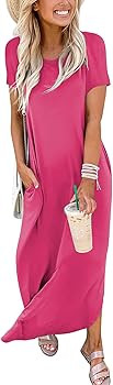 ANRABESS Womens Summer Maxi Dress Short Sleeve Casual Loose Long T Shirt Dresses Split Vacation B... | Amazon (US)