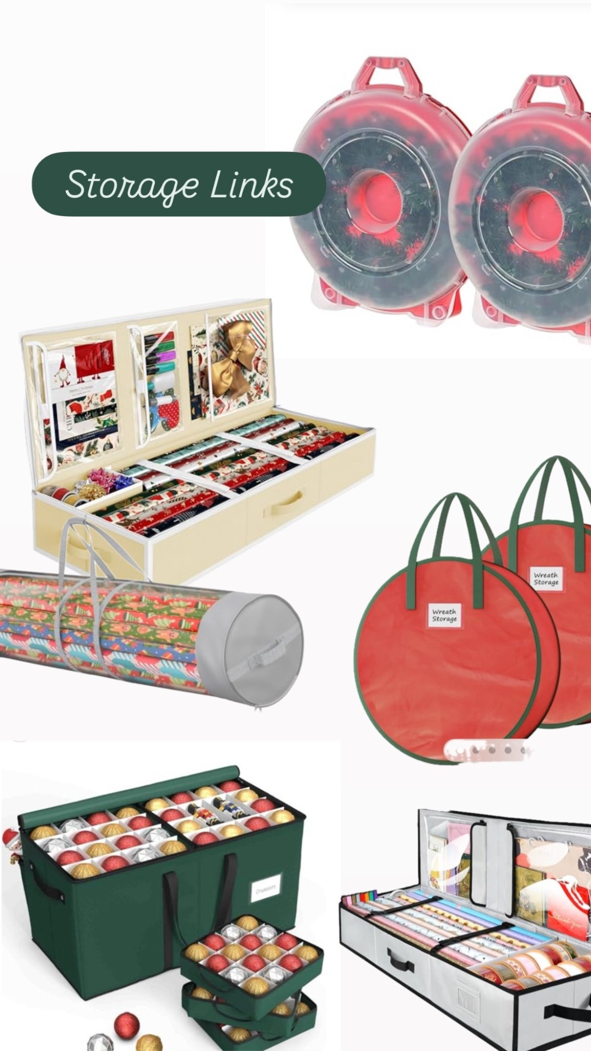 Sharing some storage options for Christmas ornaments, wreaths, wrapping paper & more. 

#LTKHome #LTKHoliday