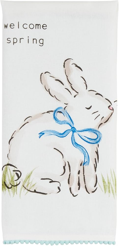 Mud Pie Welcome Spring Bunny Tea Towel; 26" x 16 1/2" | Amazon (US)