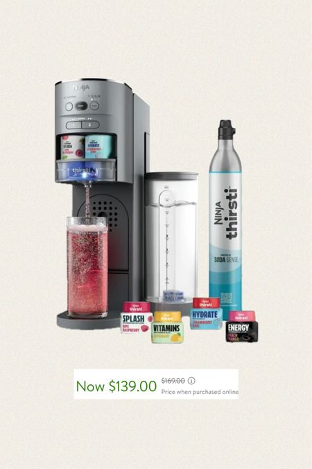 On rollback!! Ninja Thirsti Drink System Complete Still and Sparkling Customization Drink Kit with CO2 Canister, Flavors, and 48oz Reservoir, WC1000, Gray

#LTKSummerSales #LTKHome #LTKxWalmart