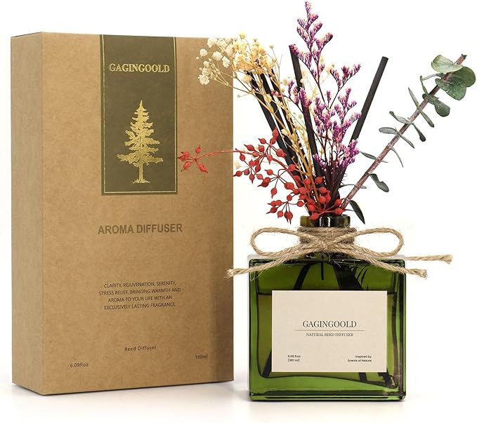 Reed Diffuser, 6.09 oz Earthy Sandalwood Scent Diffuser with Sticks & Dried Flowers, 120 Days Lon... | Amazon (US)