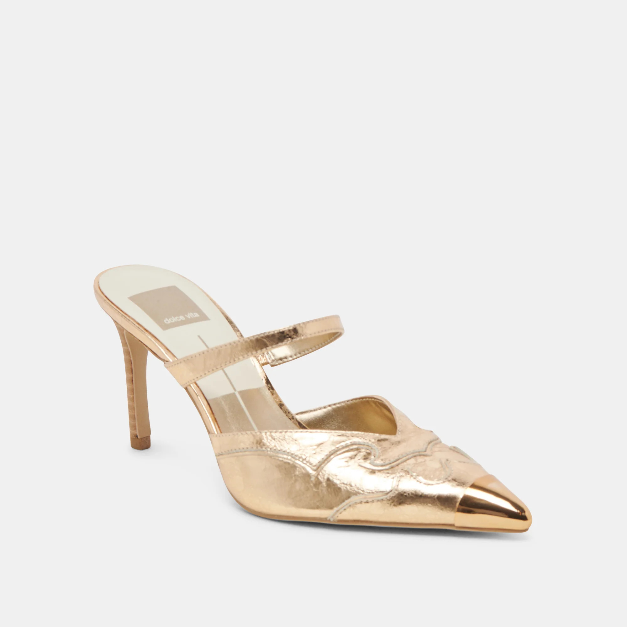 KLOVER HEELS GOLD DISTRESSED LEATHER | DolceVita.com