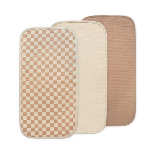 mushie Water Repellent Changing Pad Liners | Cotton (Natural Check Combo) | Amazon (US)
