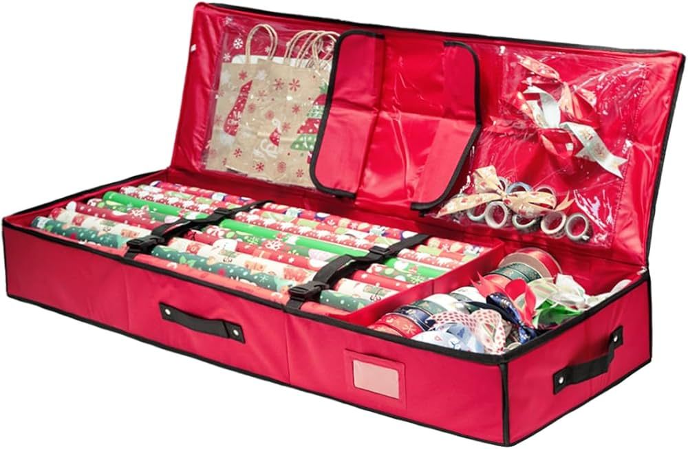 HEKCUIX Wrapping Paper Storage Container-Large capacity Christmas storage bag-Storage device for ... | Amazon (US)