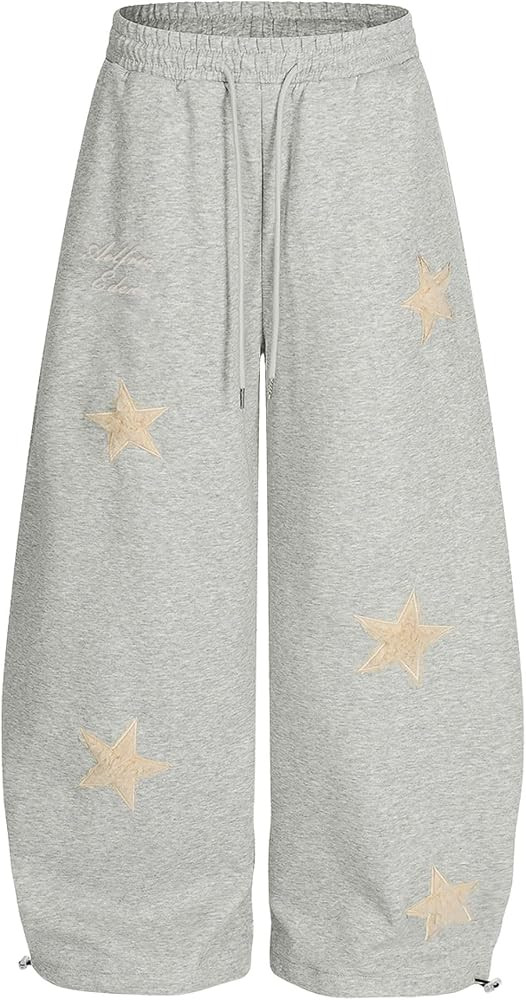 Aelfric Eden Star Applique Baggy Barrel Sweatpants Wide Leg Elastic Waisted Sweat Pants Y2K Casua... | Amazon (US)