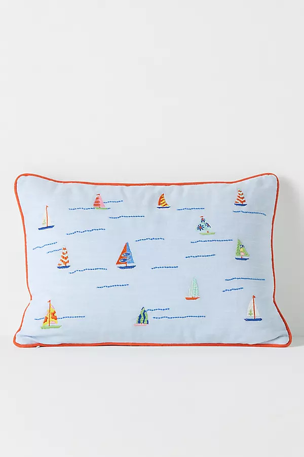 Alma Cotton Embroidered Beach Pillow | Anthropologie (US)