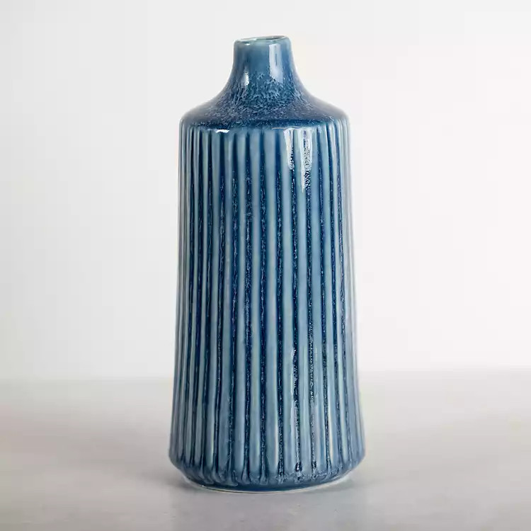 Blue Reactive Ribbed Vase, 9 in. | Kirkland's Home