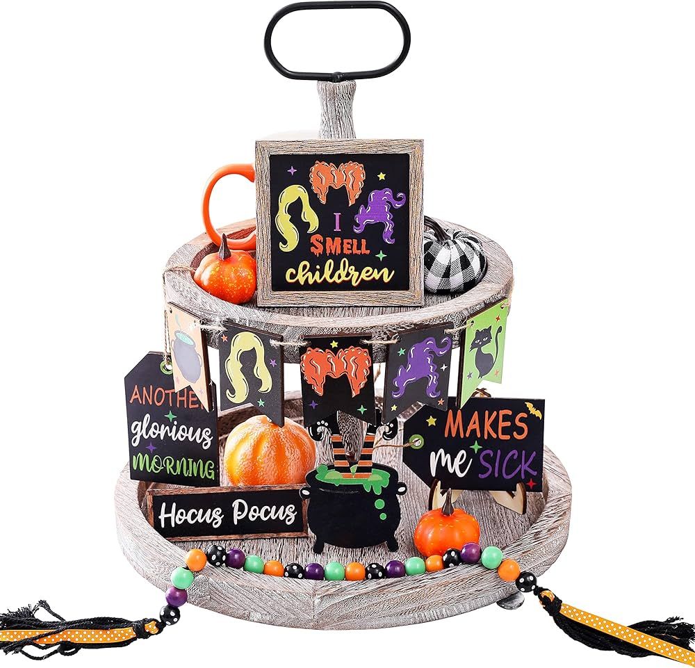 11Pcs Halloween Hocus Pocus Tray Decor Halloween Decorations I Smell Children Hocus Pocus Wooden ... | Amazon (US)