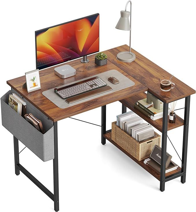 CubiCubi 40 Inch Small L Shaped Computer Desk with Storage Shelves Home Office Corner Desk Study ... | Amazon (US)