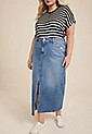 Plus Size Split Front Denim Maxi Skirt | Maurices