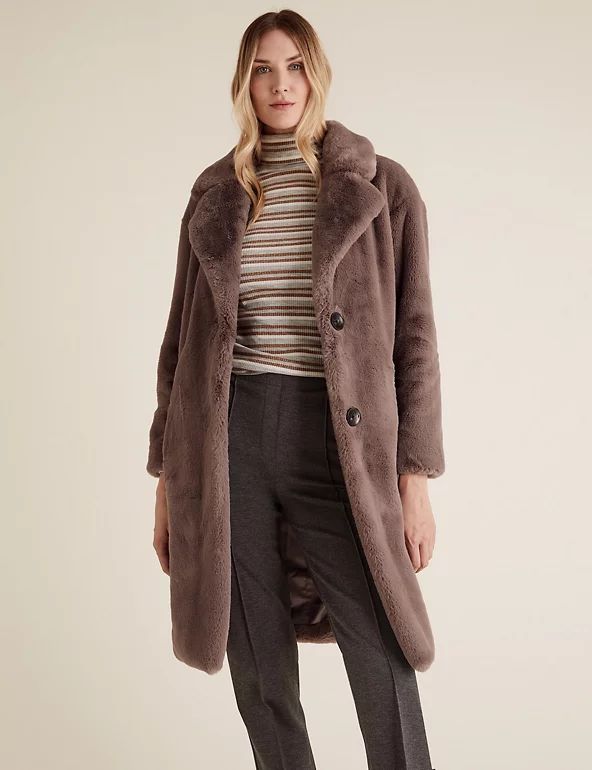 M&S Collection  Faux Fur Longline Coat  Product code: T494269 | Marks & Spencer (UK)