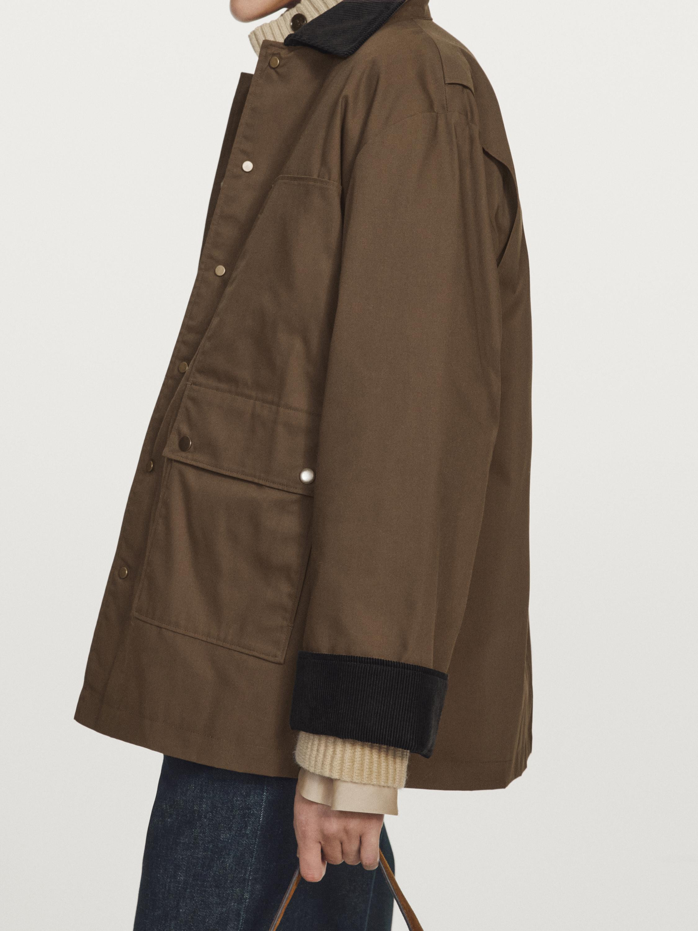 Gewachster Parka mit Cord-Details | Massimo Dutti DE