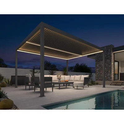 Purple Leaf Pergola LED Light Strip Replacement - Compatible with Bronze 12'x 12' Louvered & Gray Hardtop Gazebo, Waterproof, Dimmable w/ Remote. (A L | Wayfair North America