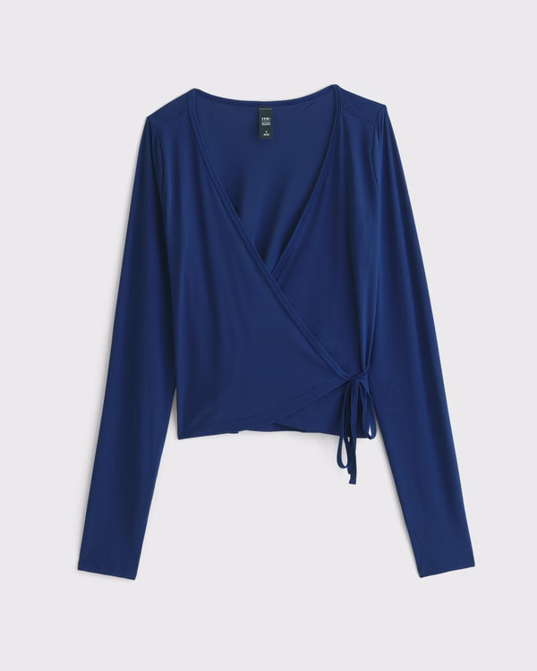 YPB Long-Sleeve Mesh Wrap Top | Abercrombie & Fitch (US)