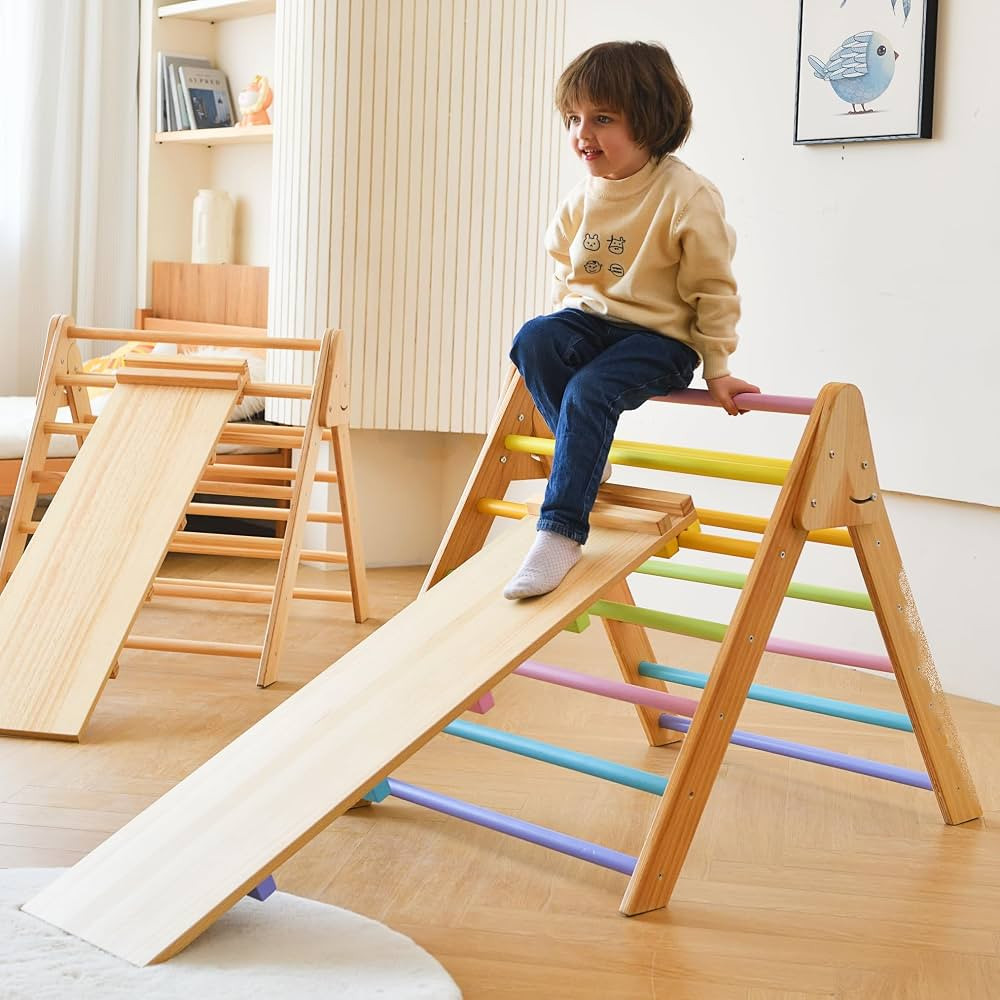 Avenlur Olive 3 in 1 Foldable Triangle Ladder and Slide - Montessori Climbing Set - Indoor Wood C... | Amazon (US)