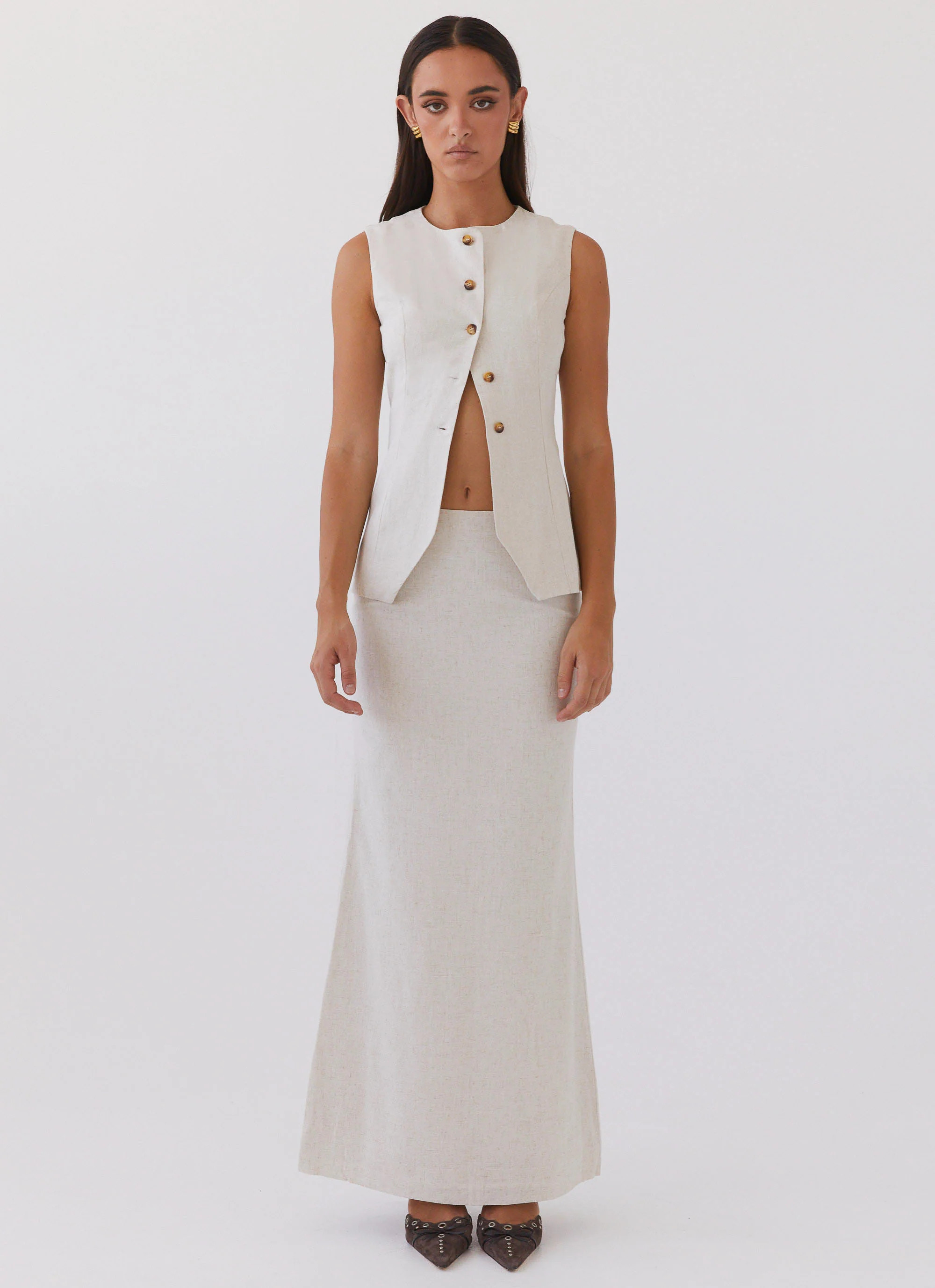 Born For Bordeaux Linen Maxi Skirt - Oatmeal | Peppermayo (Global)